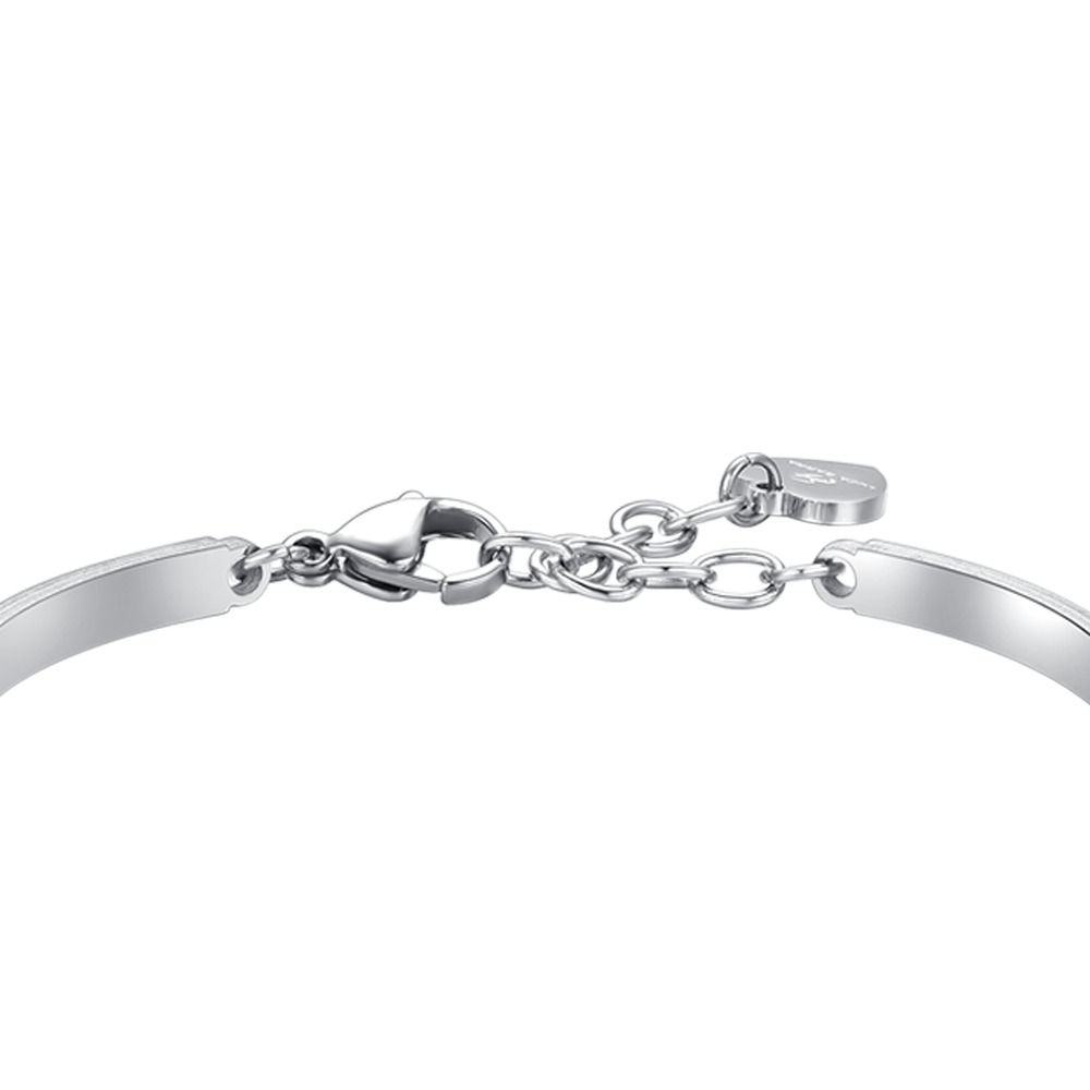 BRACCIALE DONNA IN ACCIAIO CUORE CRISTALLO BIANCO E CRISTALLI BIANCHI