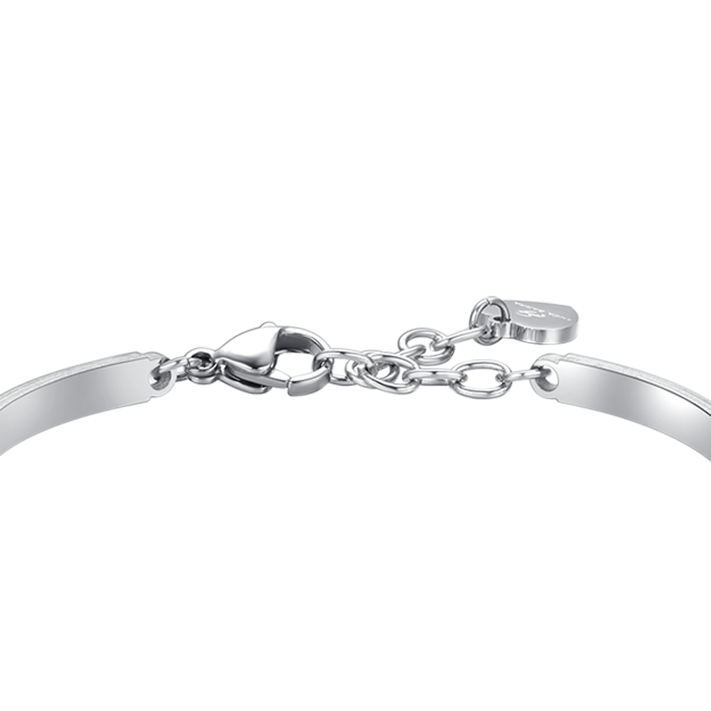 BRACCIALE DONNA IN ACCIAIO ELEMENTO CRISTALLO BIANCO E CRISTALLI BIANCHI