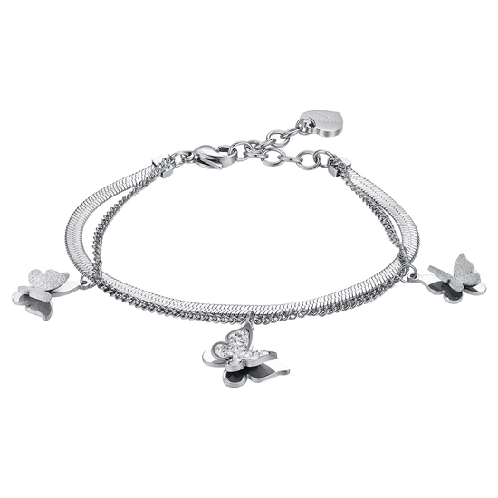 BRACCIALE DONNA IN ACCIAIO FARFALLE CON CRISTALLI BIANCHI