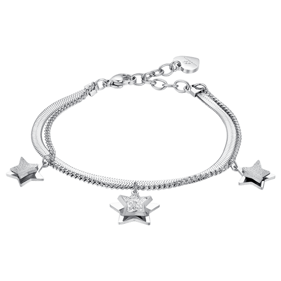 BRACCIALE DONNA IN ACCIAIO STELLE CON CRISTALLI BIANCHI