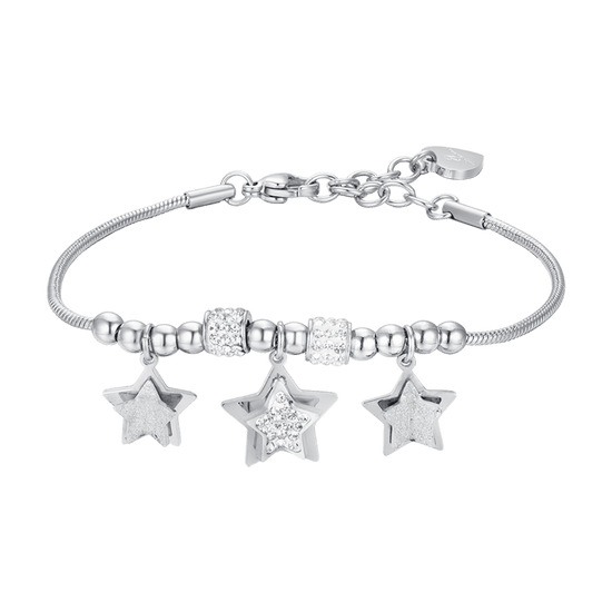 BRACCIALE DONNA IN ACCIAIO STELLE CON CRISTALLI BIANCHI