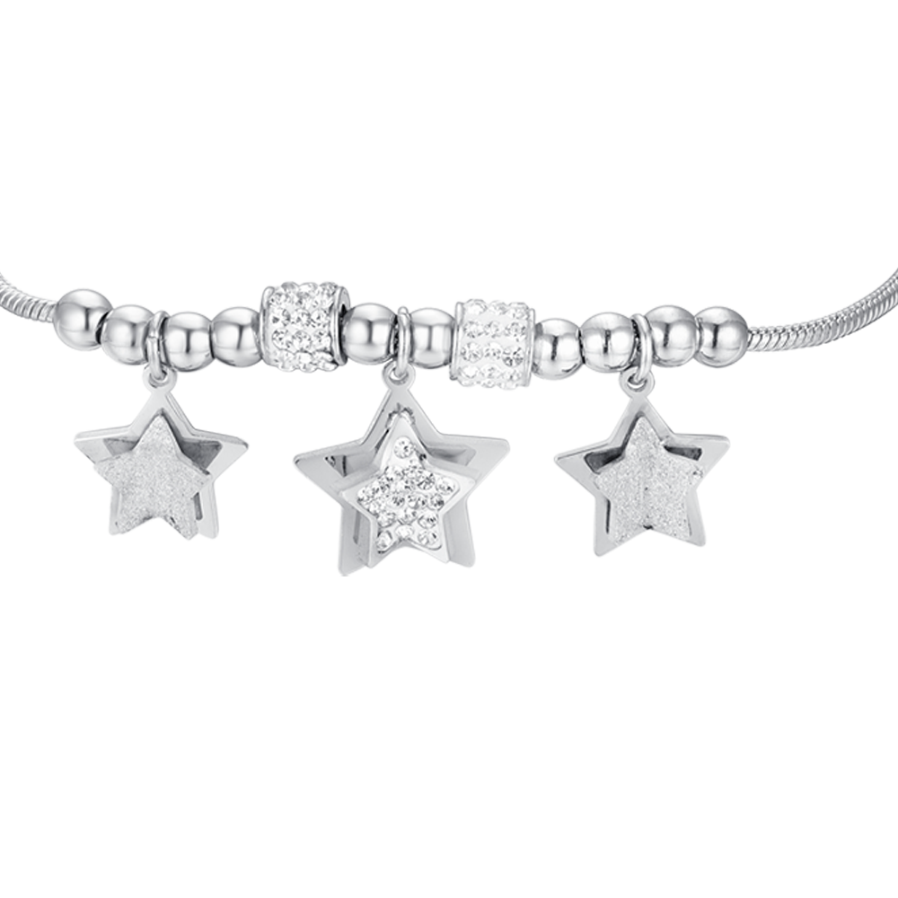 BRACCIALE DONNA IN ACCIAIO STELLE CON CRISTALLI BIANCHI