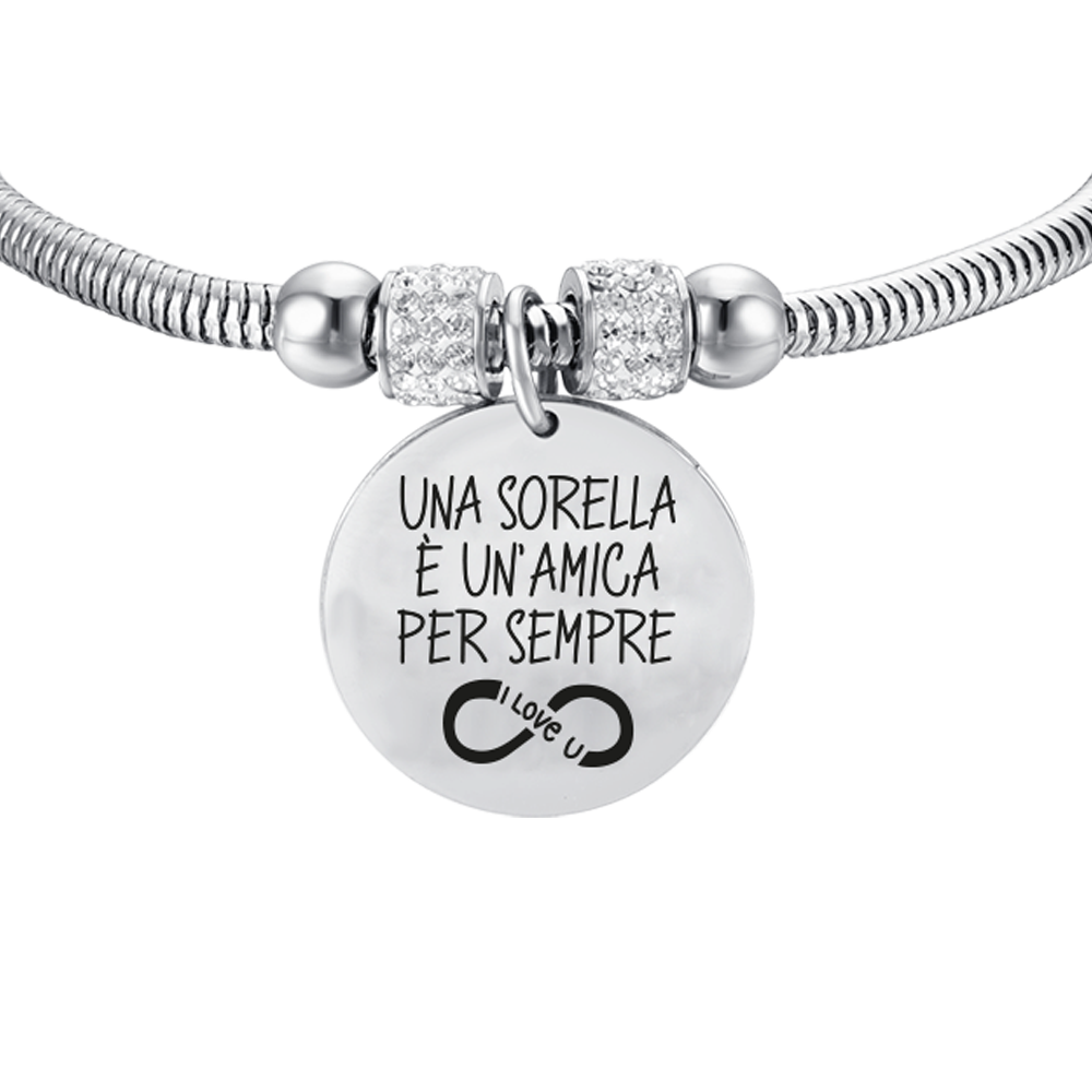 BRACCIALE DONNA IN ACCIAIO UNA SORELLA E' UN'AMICA PER SEMPRE