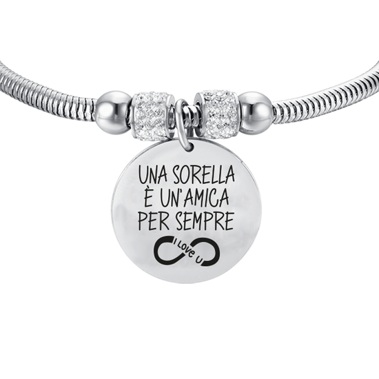 BRACCIALE DONNA IN ACCIAIO UNA SORELLA E' UN'AMICA PER SEMPRE