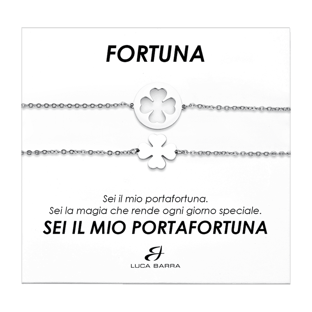 BRACCIALI DONNA IN ACCIAIO CON QUADRIFOGLI