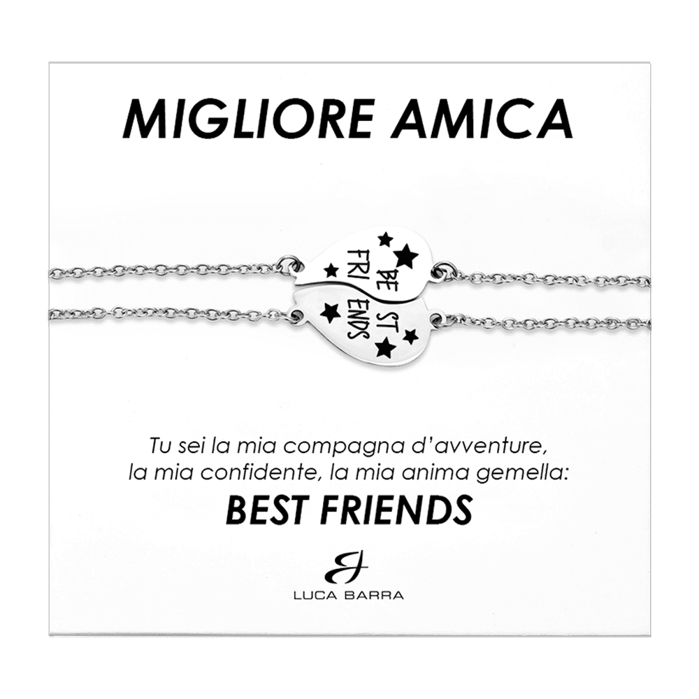 BRACCIALI DONNA IN ACCIAIO MEZZO CUORE BEST FRIENDS