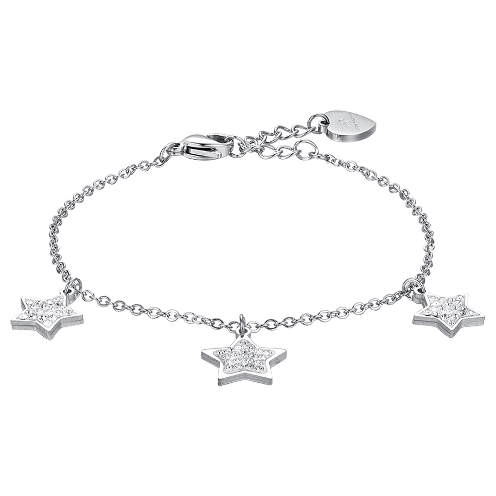 BRACCIALE DONNA IN ACCIAIO STELLE CON CRISTALLI BIANCHI