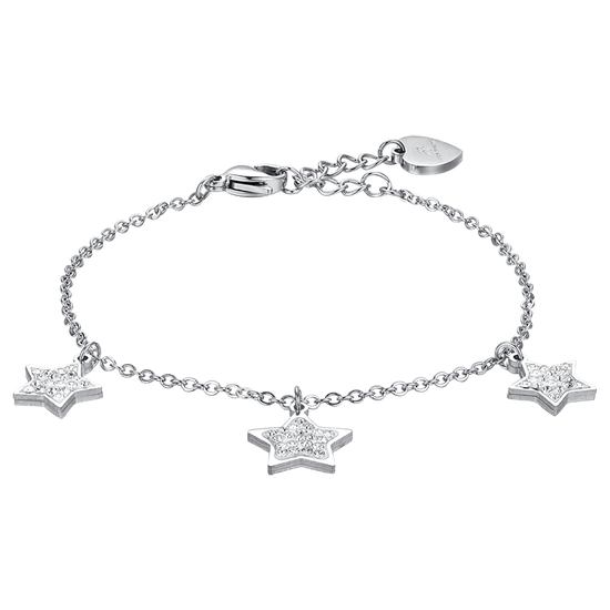 BRACCIALE DONNA IN ACCIAIO STELLE CON CRISTALLI BIANCHI