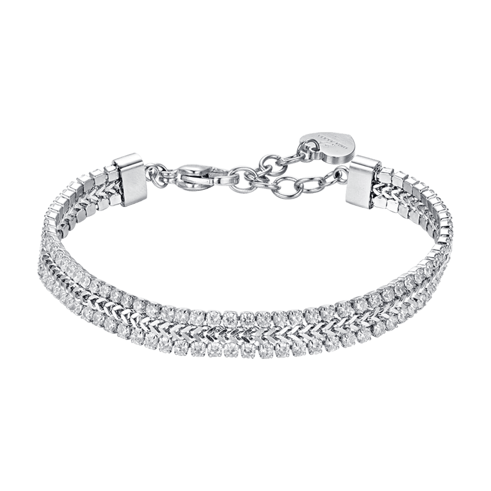 BRACCIALE TENNIS DONNA IN ACCIAIO CON CRISTALLI BIANCHI