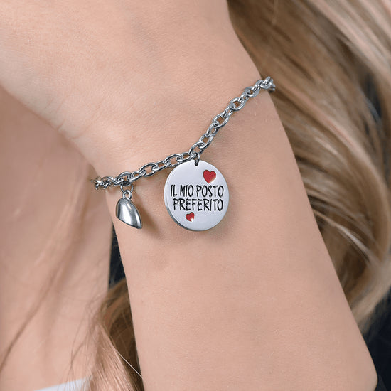 BRACCIALE DONNA IN ACCIAIO CON CUORE CALAMITA