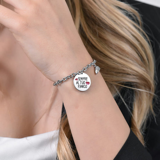 BRACCIALE DONNA IN ACCIAIO CON CUORE CALAMITA