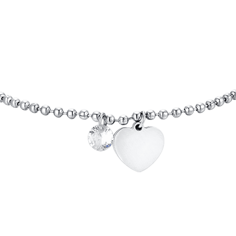 BRACCIALE DONNA IN ACCIAIO CON CUORE E ZIRCONE BIANCO