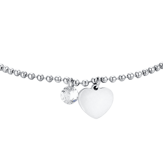 BRACCIALE DONNA IN ACCIAIO CON CUORE E ZIRCONE BIANCO