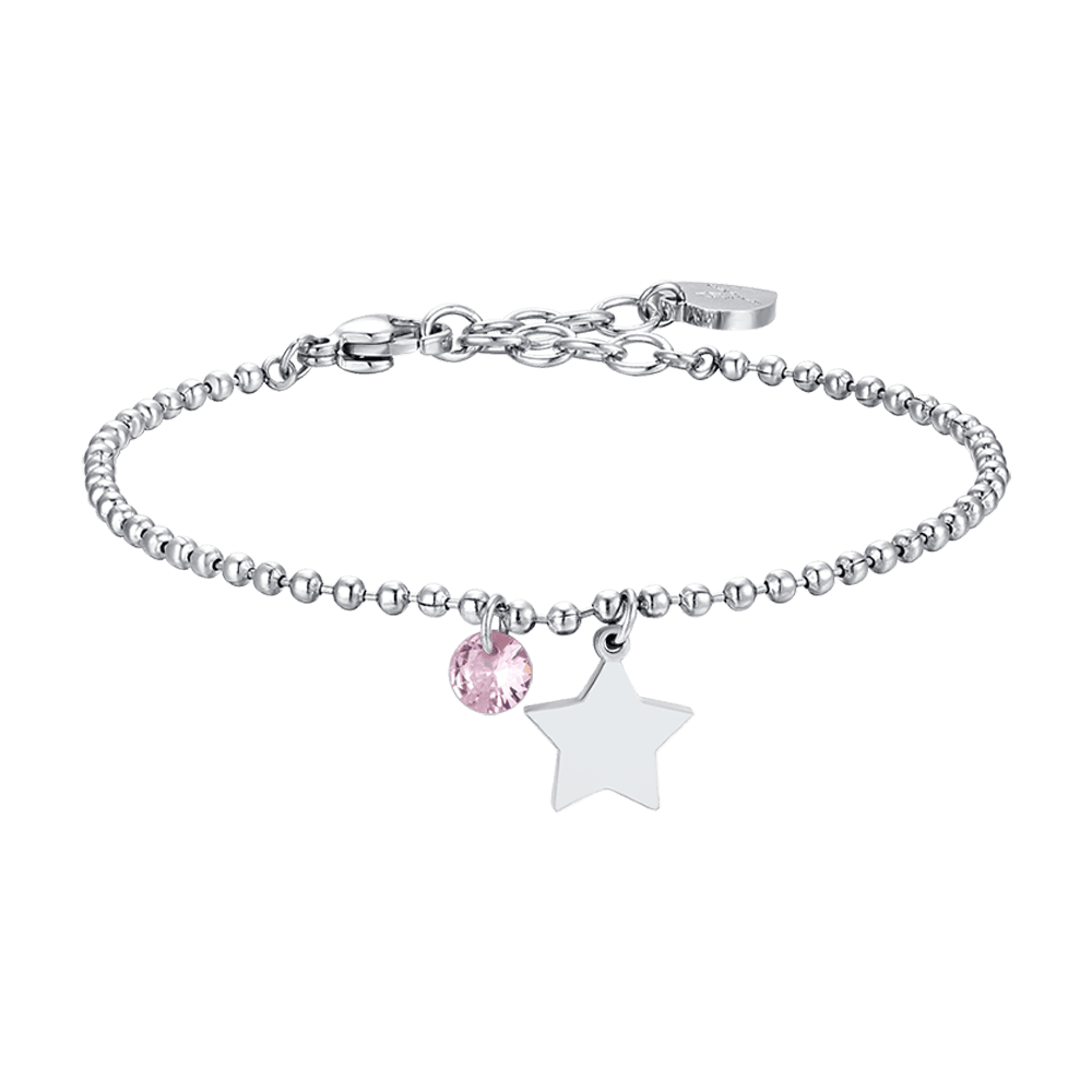 BRACCIALE DONNA IN ACCIAIO CON STELLA E ZIRCONE ROSA