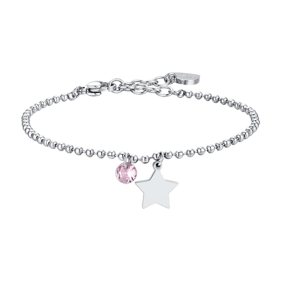 BRACCIALE DONNA IN ACCIAIO CON STELLA E ZIRCONE ROSA