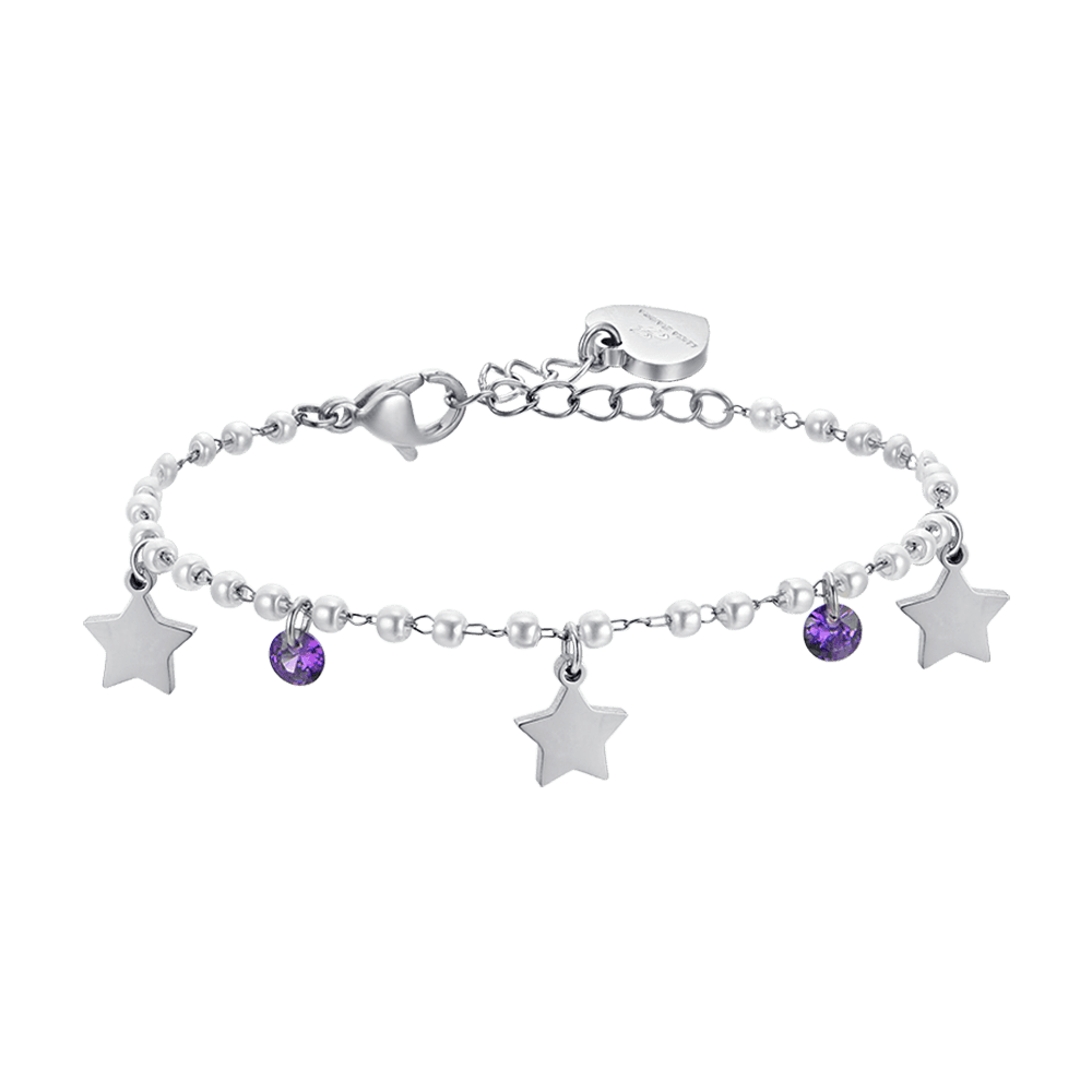 BRACCIALE DONNA IN ACCIAIO PERLE CON STELLE