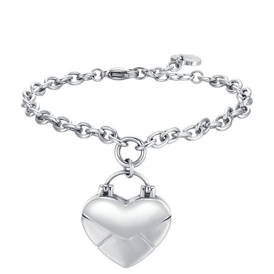 BRACCIALE DONNA IN ACCIAIO CON CUORE LETTERA