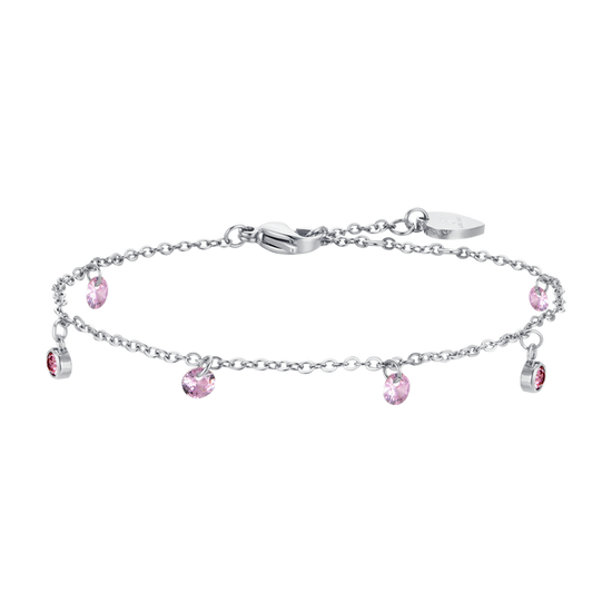 BRACCIALE DONNA IN ACCIAIO CRISTALLI ROSA