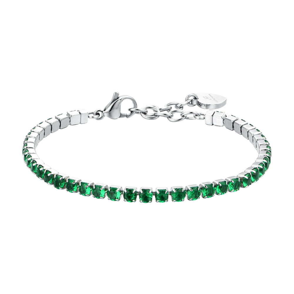 BRACCIALE TENNIS DONNA CRISTALLI VERDI