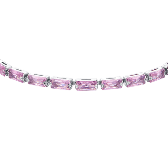 BRACCIALE TENNIS DONNA ZIRCONI BAGUETTE ROSA