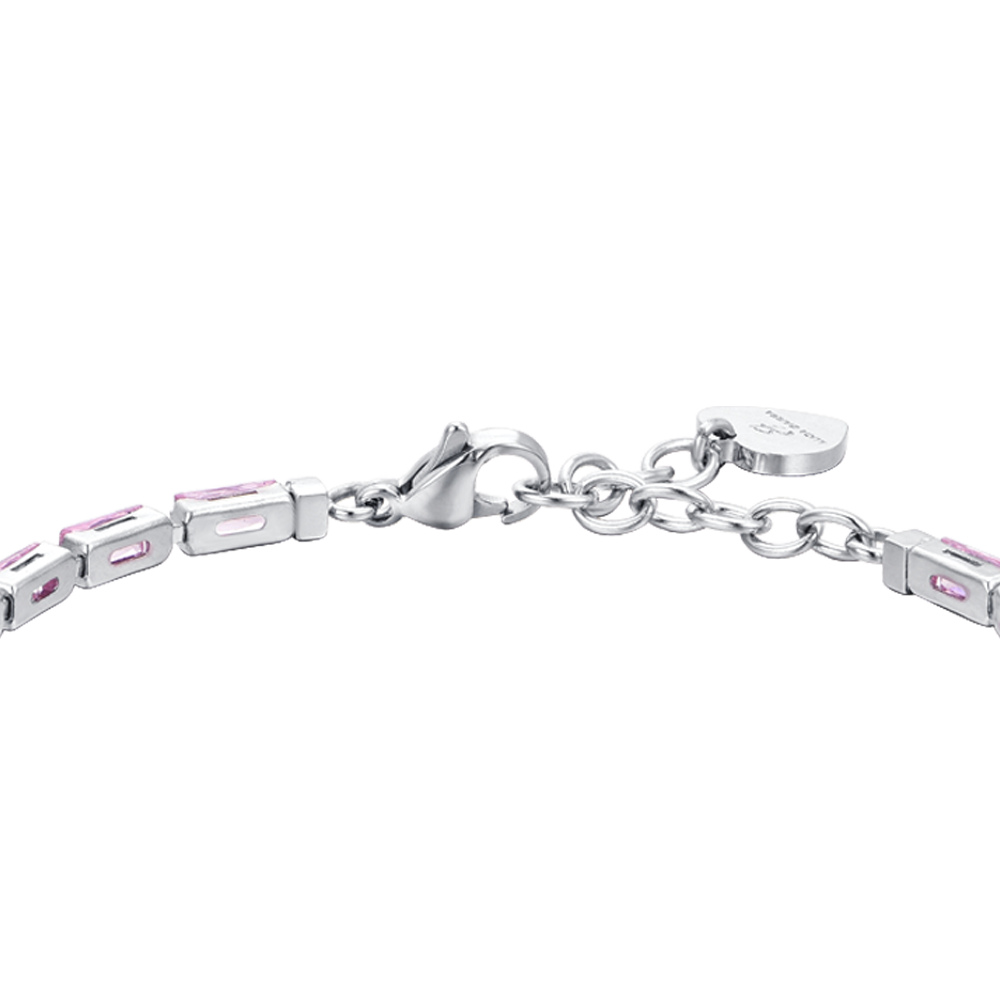 BRACCIALE TENNIS DONNA ZIRCONI BAGUETTE ROSA