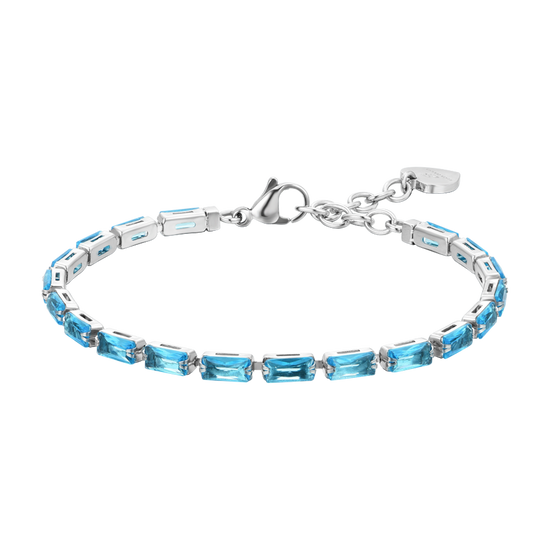 BRACCIALE TENNIS DONNA ZIRCONI BAGUETTE ACQUAMARINA