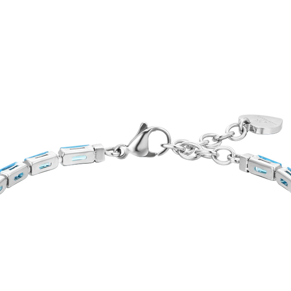 BRACCIALE TENNIS DONNA ZIRCONI BAGUETTE ACQUAMARINA