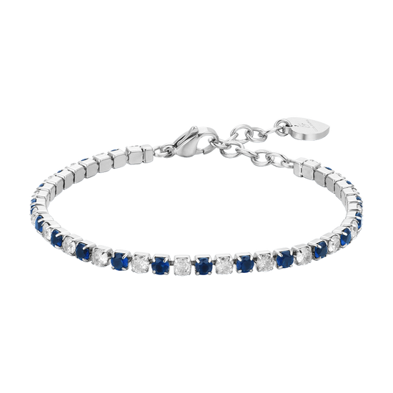 BRACCIALE TENNIS DONNA CRISTALLI BLU E BIANCHI