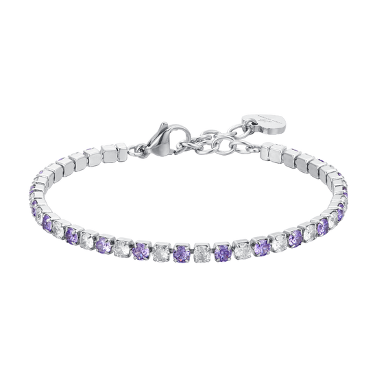 BRACCIALE TENNIS DONNA CRISTALLI VIOLA E BIANCHI