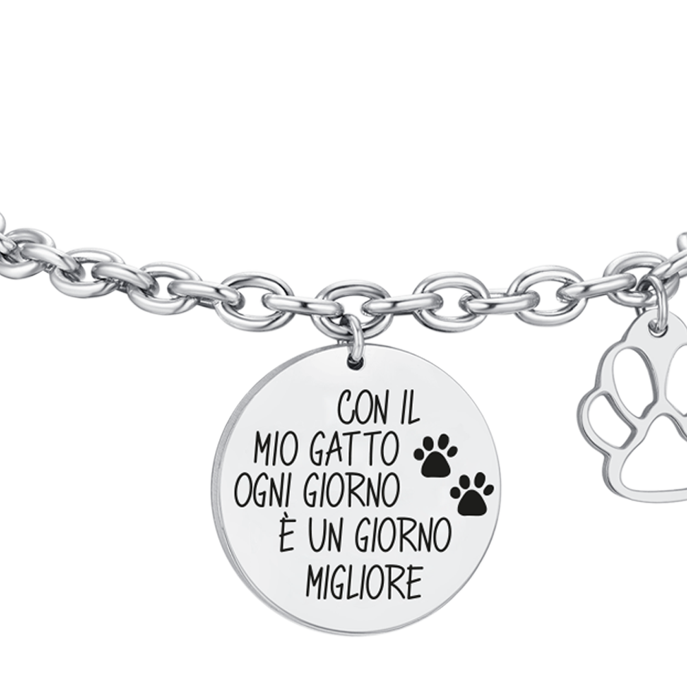 BRACCIALE DONNA IN ACCIAIO GATTO