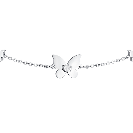 BRACCIALE DONNA IN ACCIAIO FARFALLE E ZIRCONI