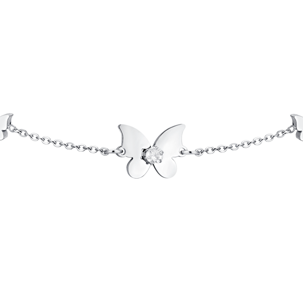 BRACCIALE DONNA IN ACCIAIO FARFALLE E ZIRCONI Luca Barra