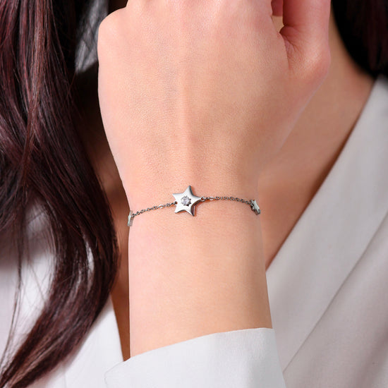 BRACCIALE DONNA IN ACCIAIO STELLE E ZIRCONI