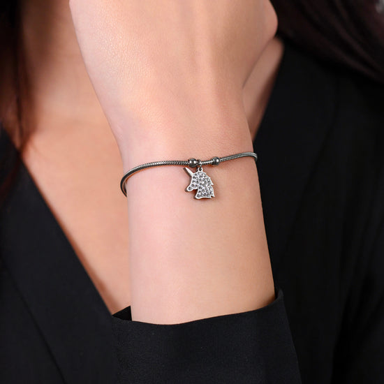 BRACCIALE DONNA IN ACCIAIO CON UNICORNO