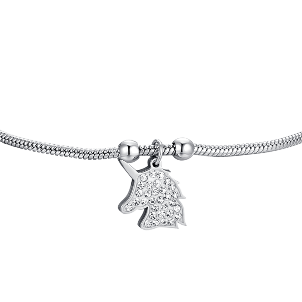 BRACCIALE DONNA IN ACCIAIO CON UNICORNO