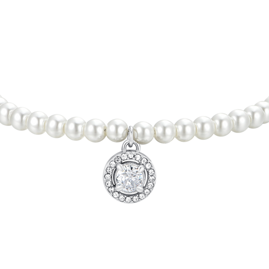 BRACCIALE DONNA IN ACCIAIO PERLE E ZIRCONE BIANCO