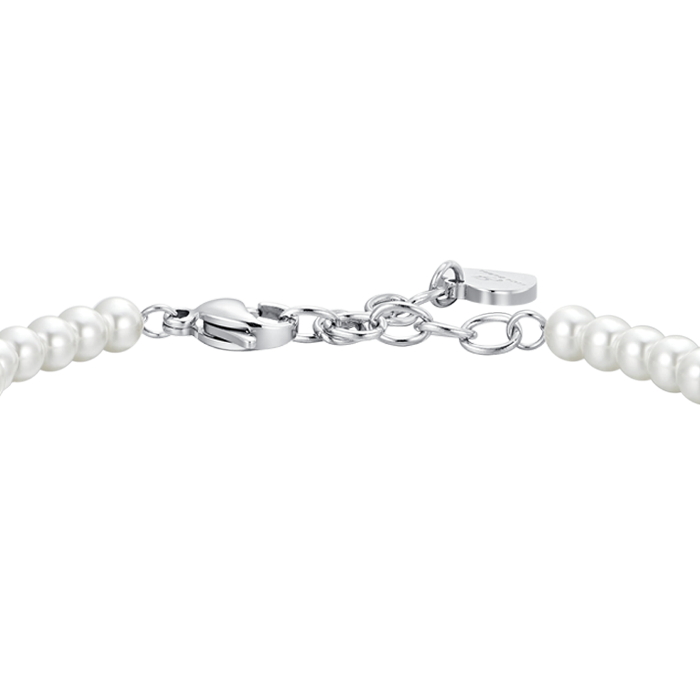 BRACCIALE DONNA IN ACCIAIO PERLE E ZIRCONE BIANCO