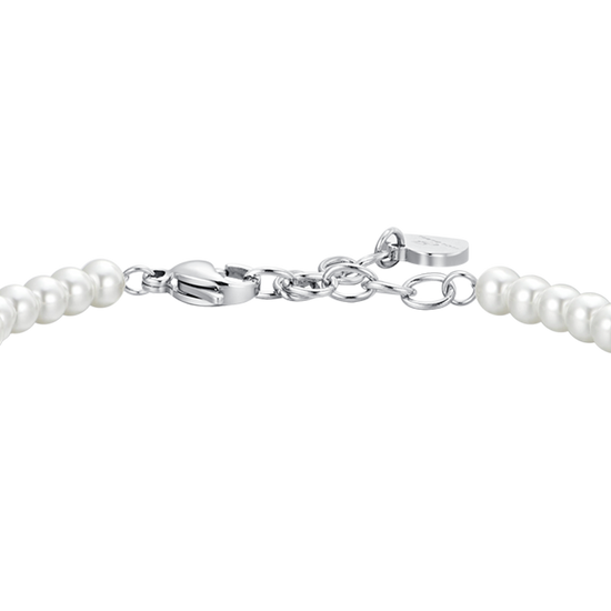 BRACCIALE DONNA IN ACCIAIO PERLE E ZIRCONE BIANCO