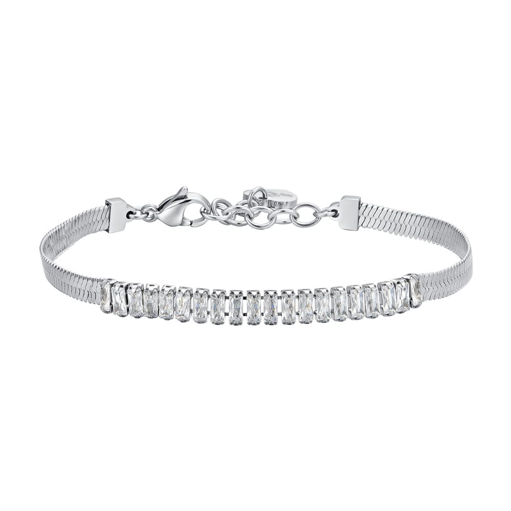 BRACCIALE DONNA IN ACCIAIO ZIRCONI BIANCHI