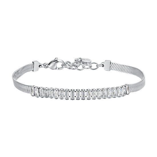 BRACCIALE DONNA IN ACCIAIO ZIRCONI BIANCHI