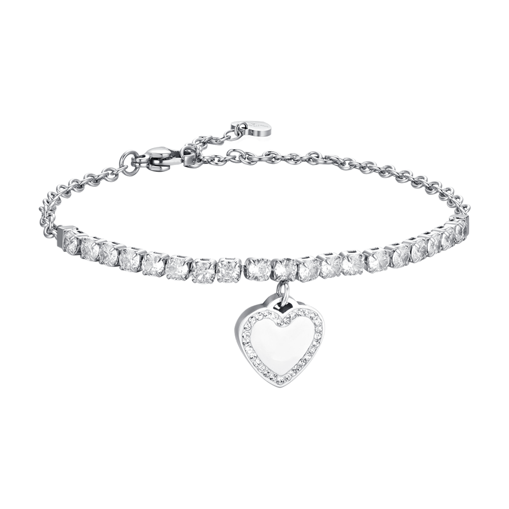 BRACCIALE TENNIS DONNA IN ACCIAIO CUORE E ZIRCONI Luca Barra