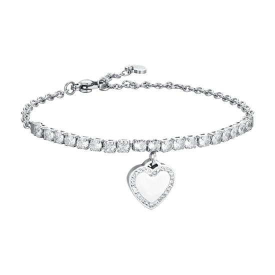 BRACCIALE TENNIS DONNA IN ACCIAIO CUORE E ZIRCONI Luca Barra