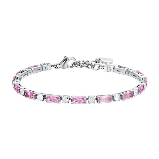 BRACCIALE TENNIS DONNA IN ACCIAIO ZIRCONI ROSA