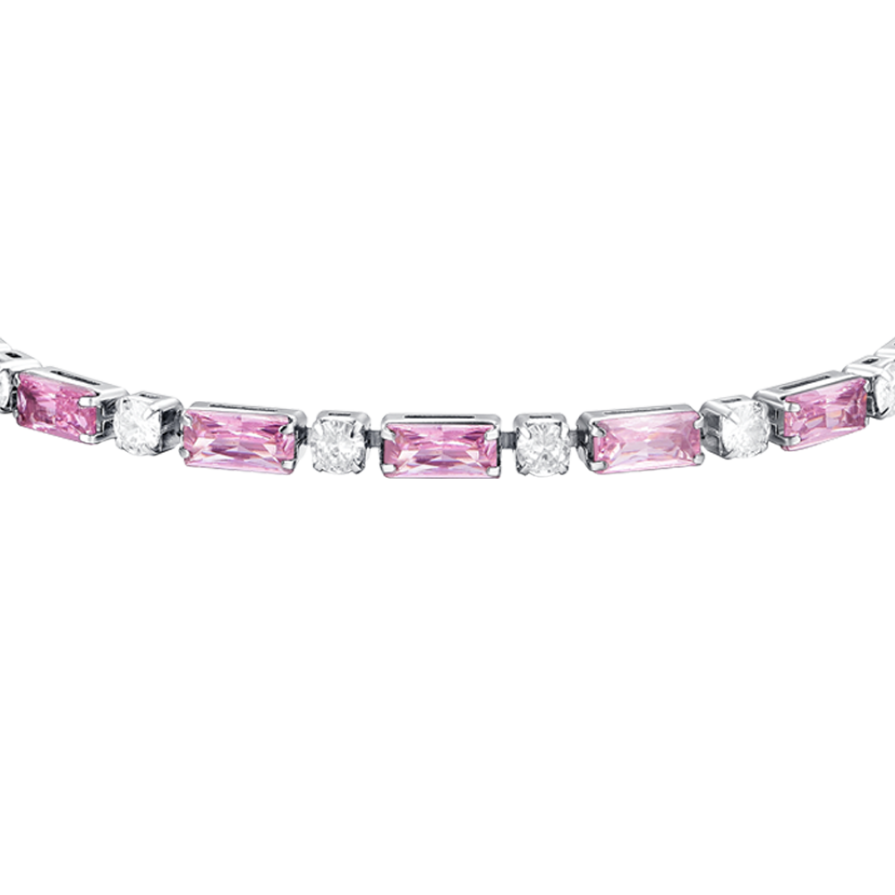 BRACCIALE TENNIS DONNA IN ACCIAIO ZIRCONI ROSA