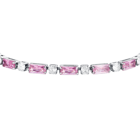 BRACCIALE TENNIS DONNA IN ACCIAIO ZIRCONI ROSA