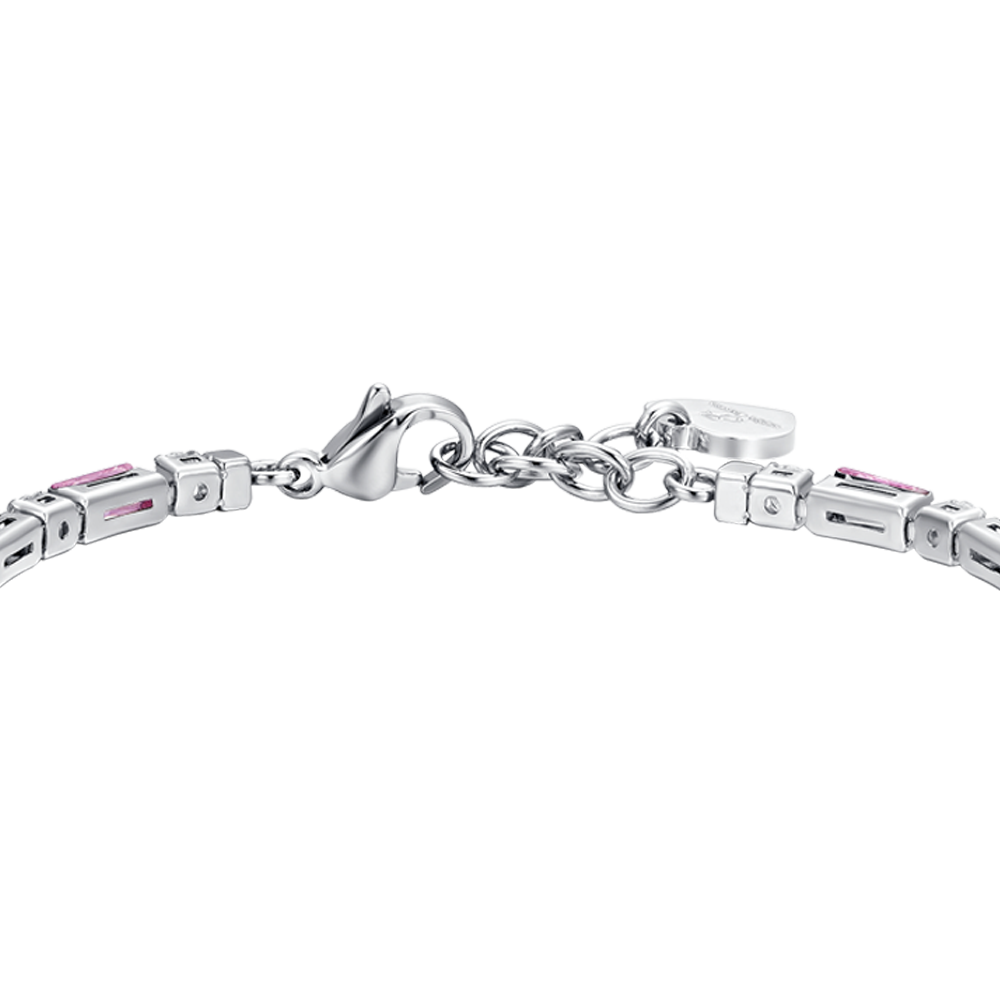 BRACCIALE TENNIS DONNA IN ACCIAIO ZIRCONI ROSA