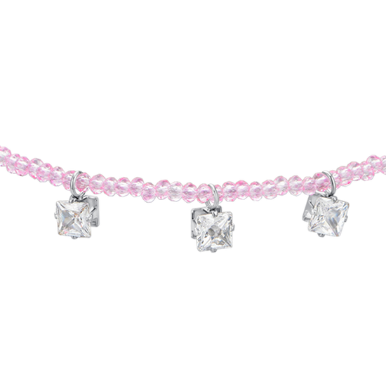 BRACCIALE DONNA IN ACCIAIO CRISTALLI ROSA E ZIRCONI BIANCHI