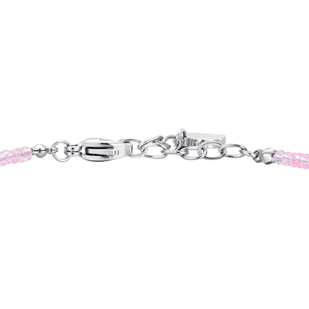 BRACCIALE DONNA IN ACCIAIO CRISTALLI ROSA E ZIRCONI BIANCHI