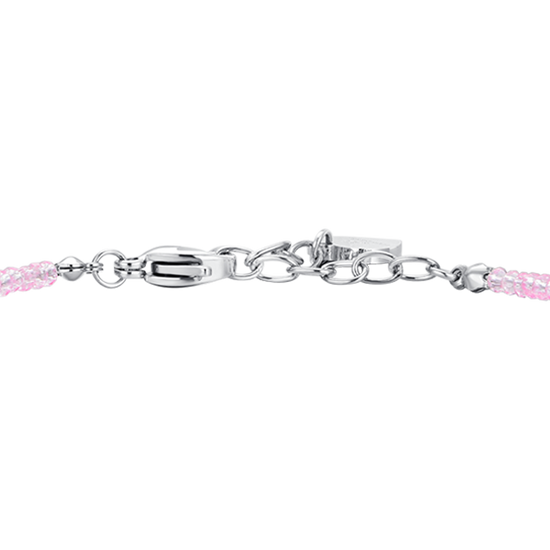 BRACCIALE DONNA IN ACCIAIO CRISTALLI ROSA E ZIRCONI BIANCHI