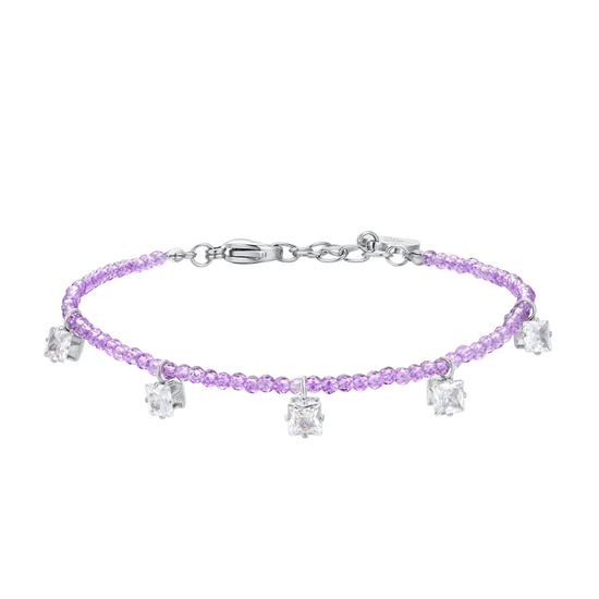 BRACCIALE DONNA IN ACCIAIO CRISTALLI VIOLA E ZIRCONI BIANCHI